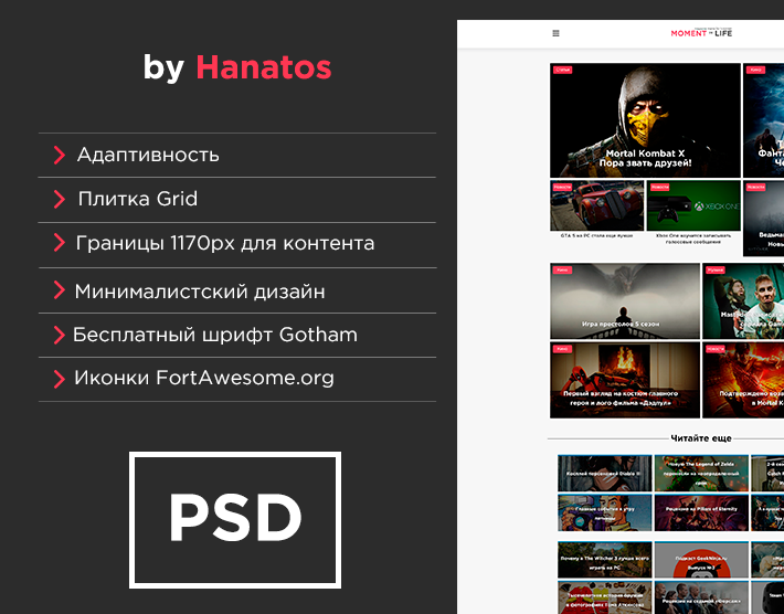 Hanatos: Elite PSD Template
